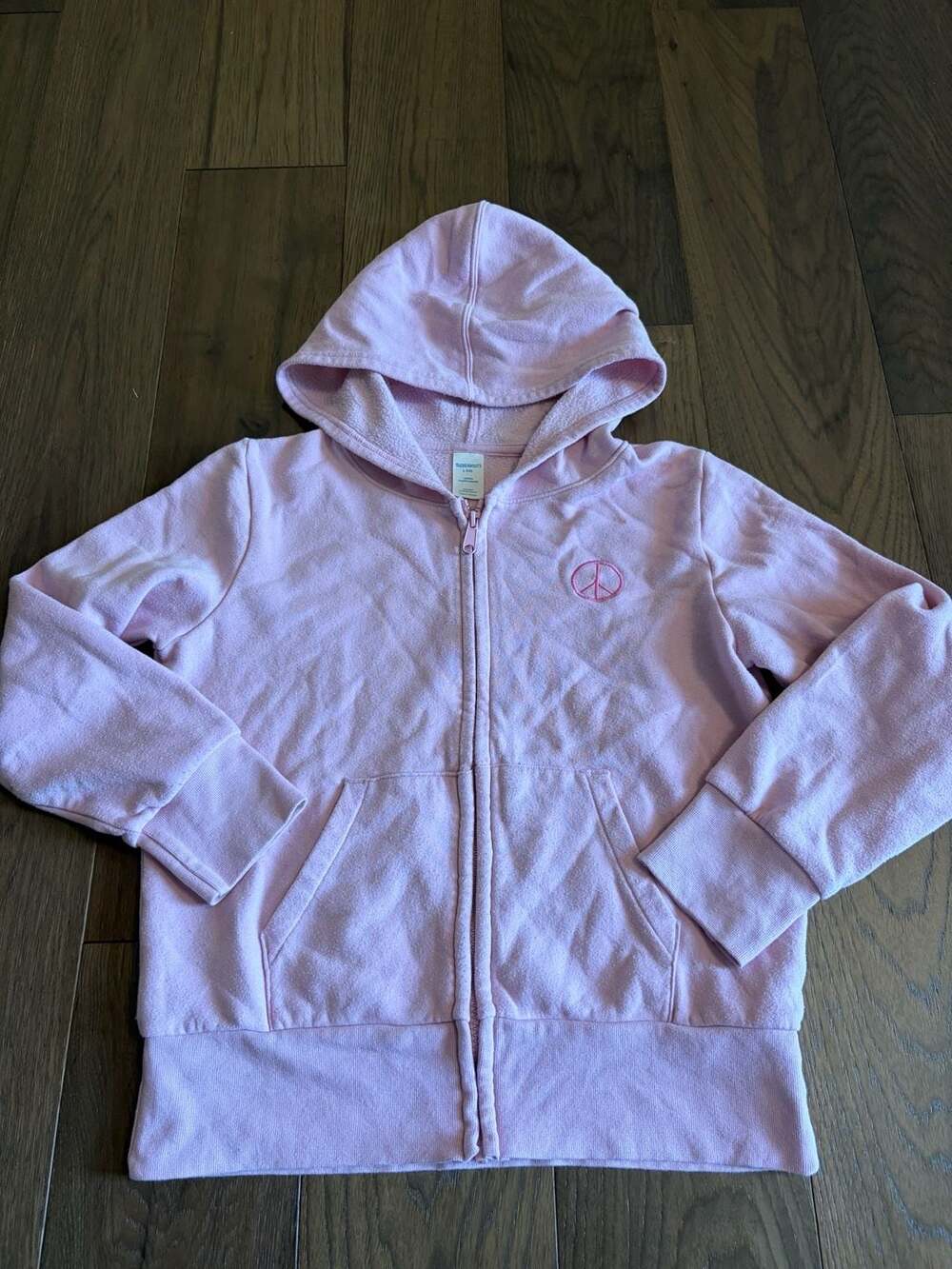 Thereabouts Zip-Up Hoodie Size L (14) Pink Peace Sign